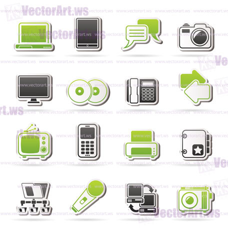 Communication and connection technology icons - vector icon set