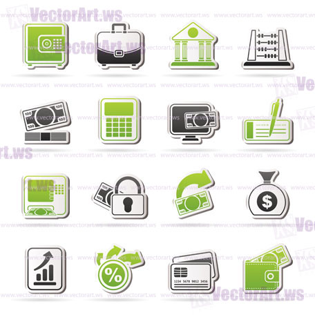 Bank, business and finance icons - vector icon set