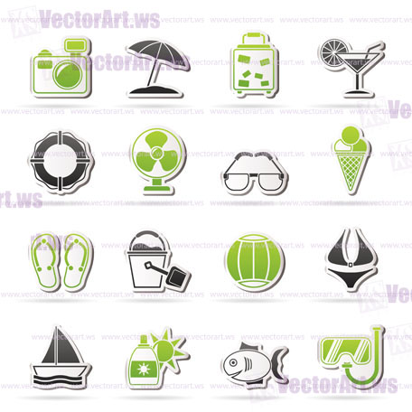 Summer and beach icons - vector icon set