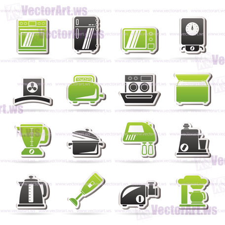 kitchen appliances  and equipment icons - vector icon set