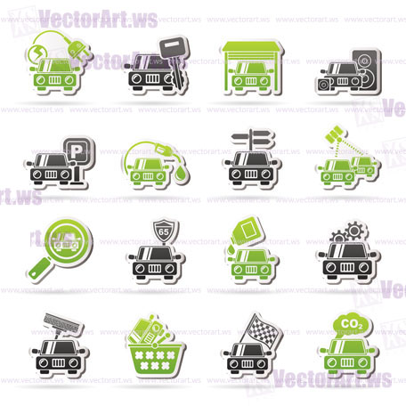 Car and road services icons - vector icon set