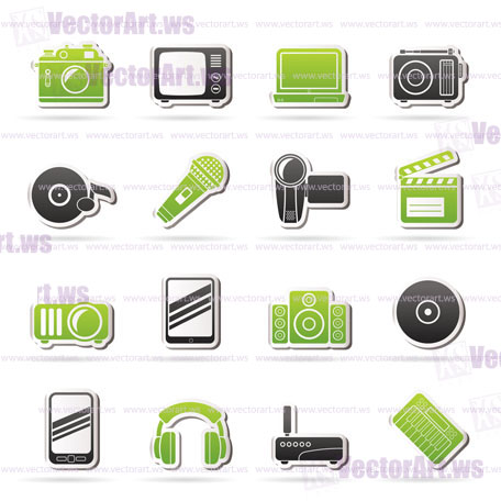 Media and technology icons - vector icon set