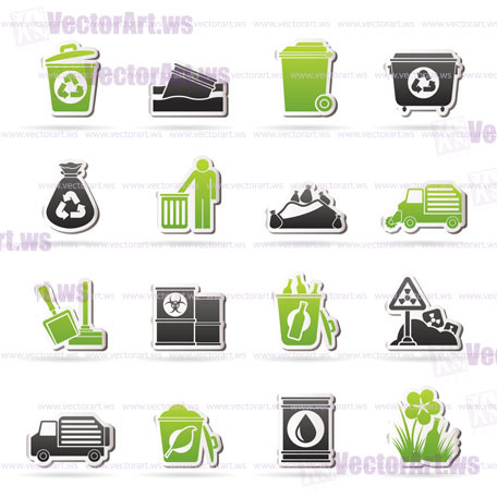 Garbage and rubbish icons - vector icon set