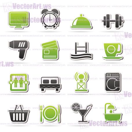 Hotel and Motel facilities icons - vector icon set