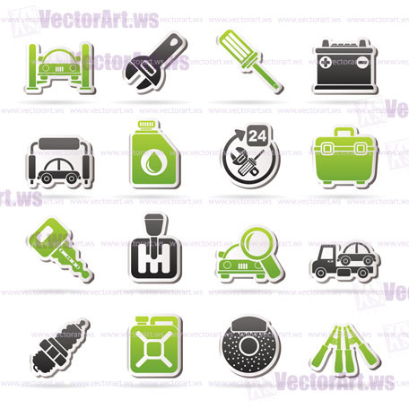 Car parts and services icons - vector icon set 1