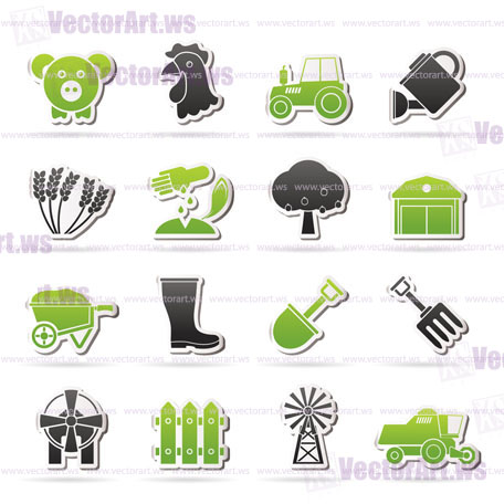 Agriculture and farming icons - vector icon set