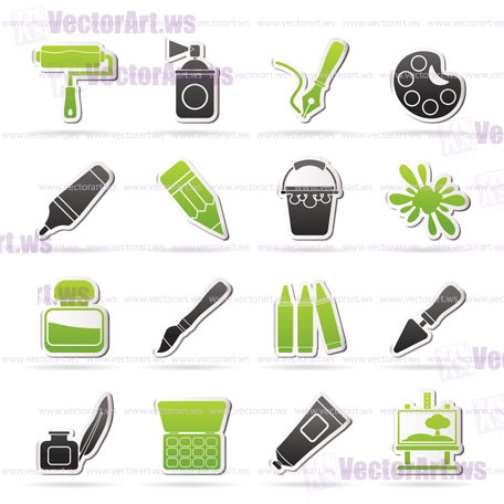 Painting and art object icons - vector icon set