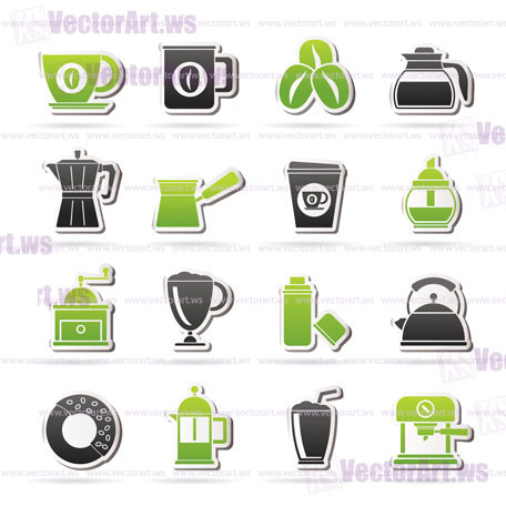 different types of coffee industry icons- vector icon set