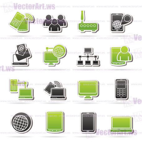 Communication and technology equipment icons - vector icon set