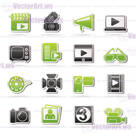 Movie and cinema icons -vector icon set