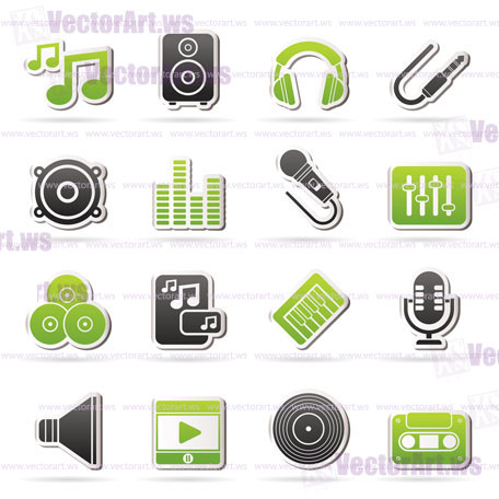 Music, sound and audio icons - vector icon set