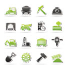 Mining and quarrying industry icons - vector icon set