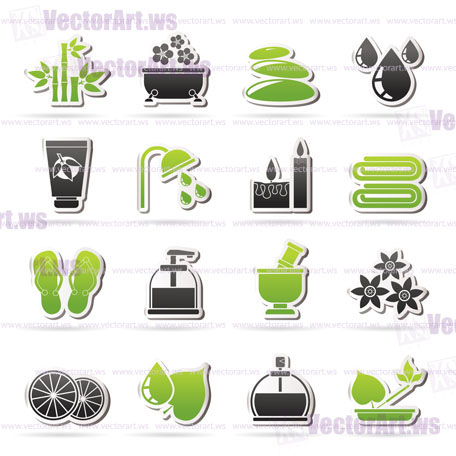 Spa and relax objects icons - vector icon set