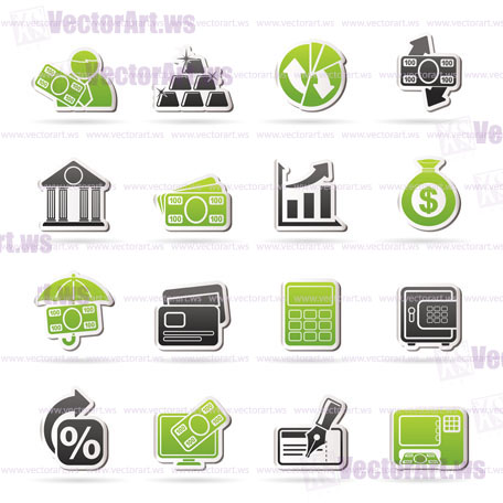 Bank, business and finance icons - vector icon set