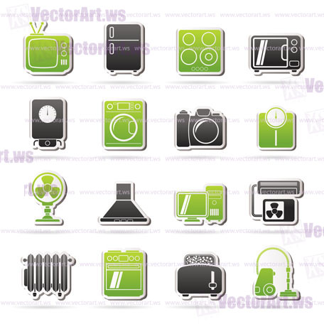 home appliances and electronics icons - vector icon set