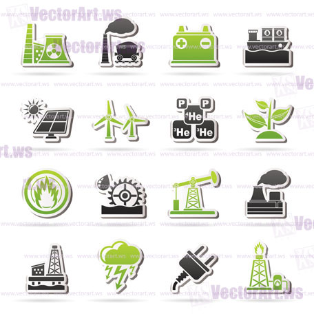 Electricity and Energy source icons - vector icon set