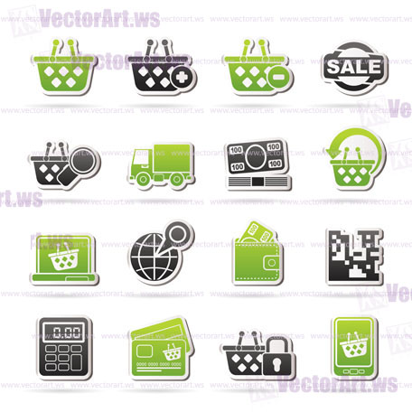 shopping and retail icons - vector icon set