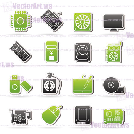 Computer part icons - vector icon set