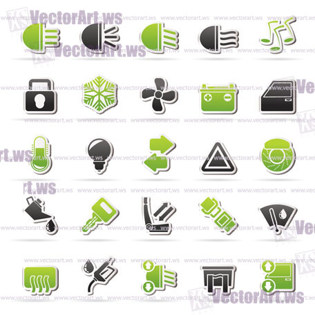 Car interface sign and icons - vector icon set