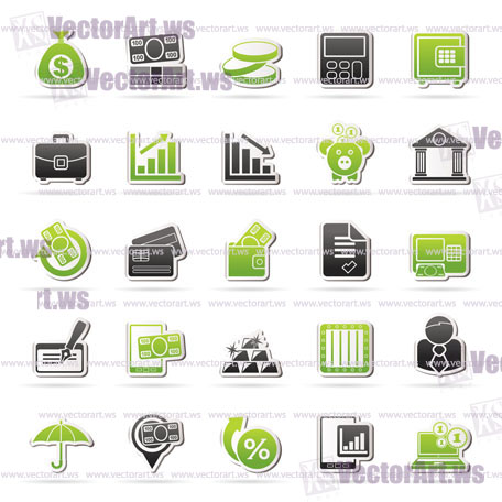 Bank, business and finance icons - vector icon set