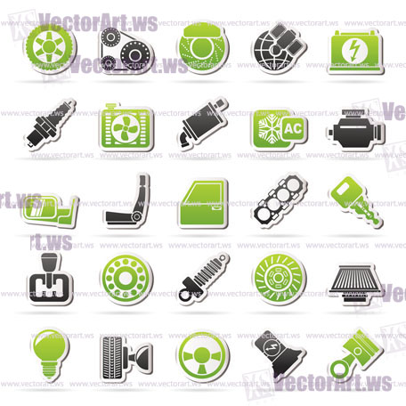 Car parts and services icons - vector icon set