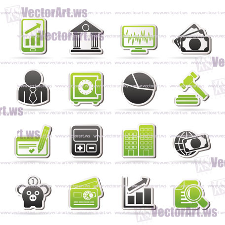 Business, finance and bank icons - vector icon set