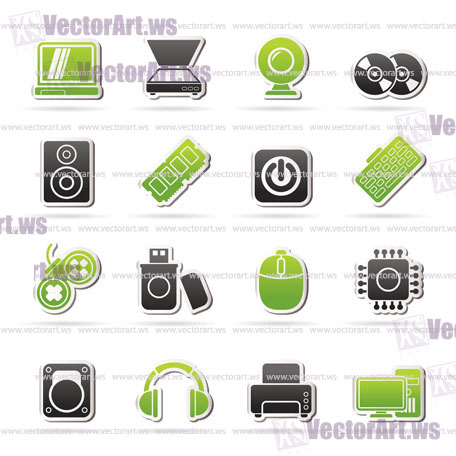 Computer Parts and Devices icons - vector icon set