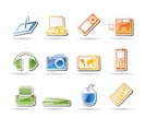 Simple Hi-tech technical equipment icons - vector icon set 3