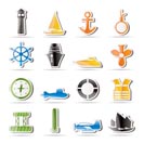 Simple Marine, Sailing and Sea Icons - Vector Icon Set