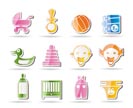 Simple Child, Baby and Baby Online Shop Icons - Vector Icon Set