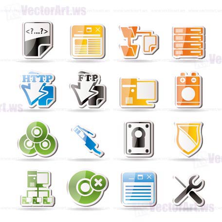 Simple Server Side Computer icons - Vector Icon Set