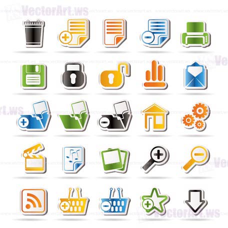 25 Simple Realistic Detailed Internet Icons - Vector Icon Set