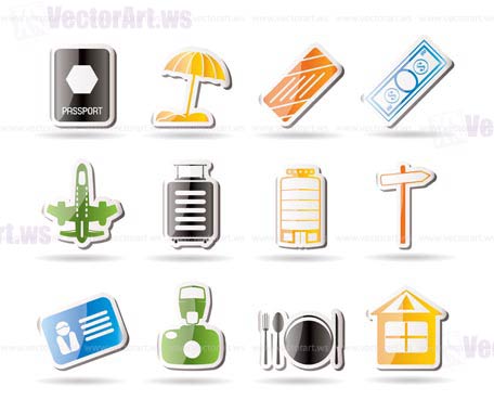 Simple Travel, Holiday and Trip Icons - Vector Icon Set