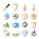 Simple medical themed icons and warning-signs - vector Icon Set