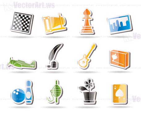 Simple Hobby, Leisure and Holiday Icons - Vector Icon Set