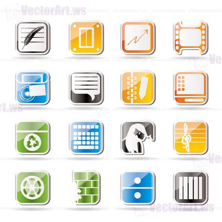 Simple Business, Office and Mobile phone icons - Vector Icon Set
