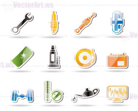 Simple Car Parts and Services icons - Vector Icon Set 1