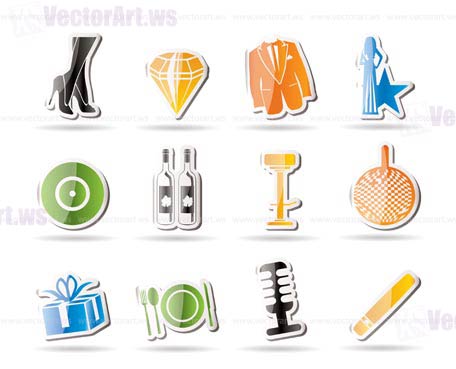 Simple Luxury party and reception icons - vector icon set