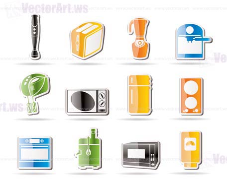 Simple Kitchen and home equipment icons - vector icon set