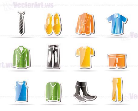 man fashion and clothes icons - vector icon set