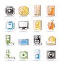 Computer performance and equipment icons - vector icon set