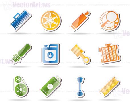 Realistic Car Parts and Services icons - Vector Icon Set 2