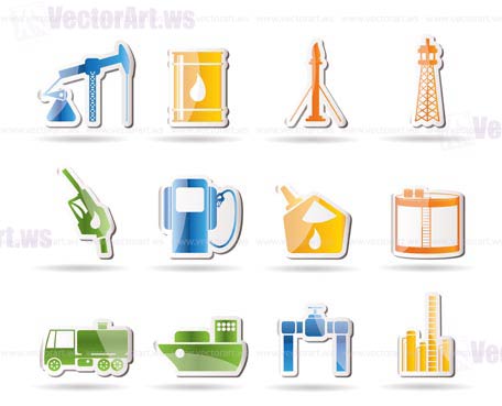 Oil and petrol industry icons - vector icon set