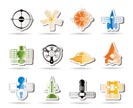 different kinds of future spacecraft icons - vector icon set