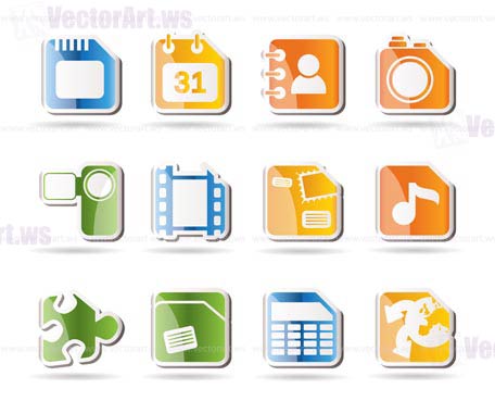 Mobile Phone, Computer and Internet Icons - Vector Icon Set