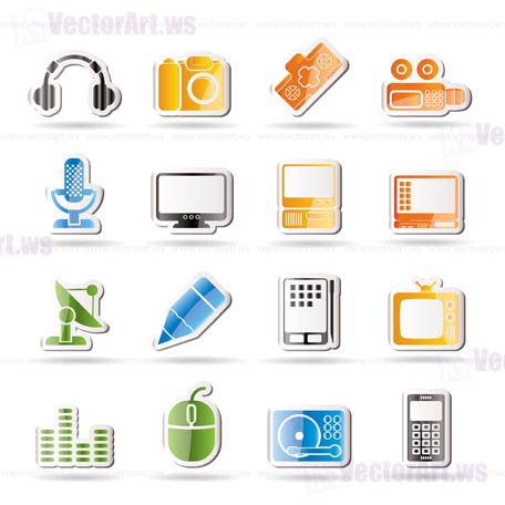 Media equipment icons - vector icon set