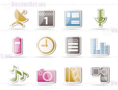 Mobile phone performance icons - vector icon set