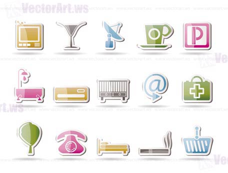 Hotel and motel icons  - Vector icon Set