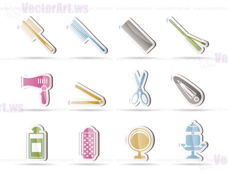 hairdressing, coiffure and make-up icons  - vector icon set