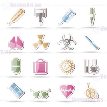 collection of medical themed icons and warning-signs vector icon set